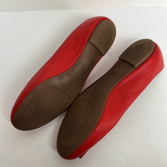 Tory Burch Red Leather Flats Size 10 Shoes Womens - Picture 5 of 11
